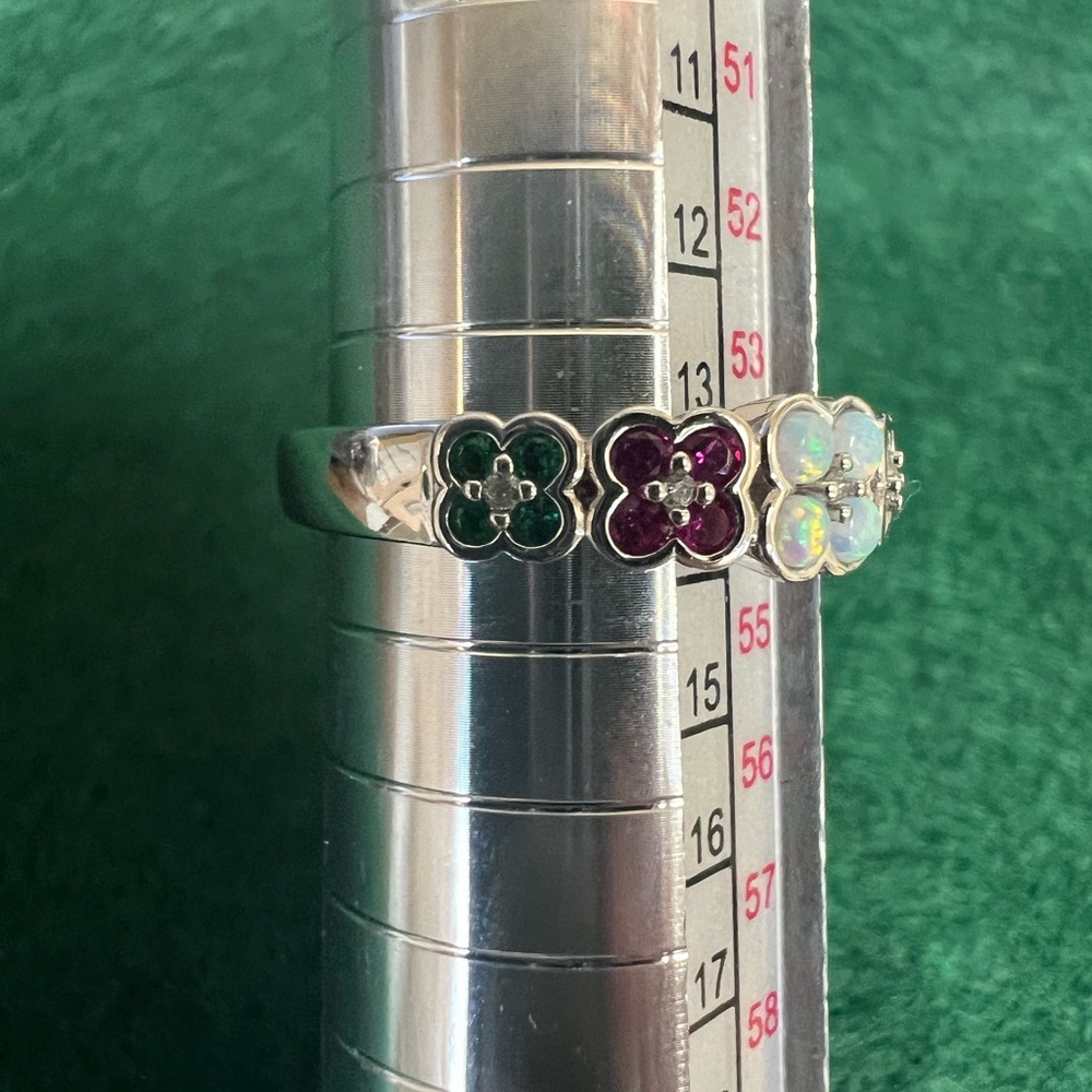 Sterling Silver Adore Message Ring With Simulated… - image 6